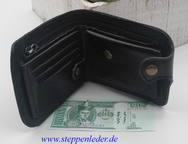 handgefertigte Brieftasche aus echten Leder in schwarz      praktisch, stilbewusst und langlebig